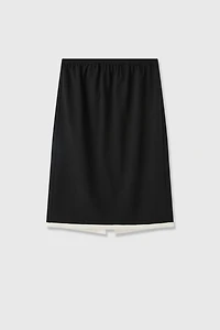 Cotton-Wool Color-Block Midi Skirt