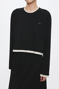 Cotton-Wool Paneled Long-Sleeve Top