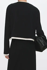 Cotton-Wool Paneled Long-Sleeve Top