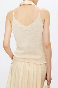 Cotton Yarn V-Neck Scarf Strap Top
