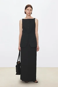 Cotton–Linen Moon Boat-neck Vest
