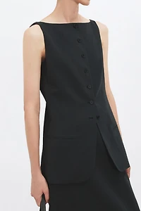 Cotton–Linen Moon Boat-neck Vest