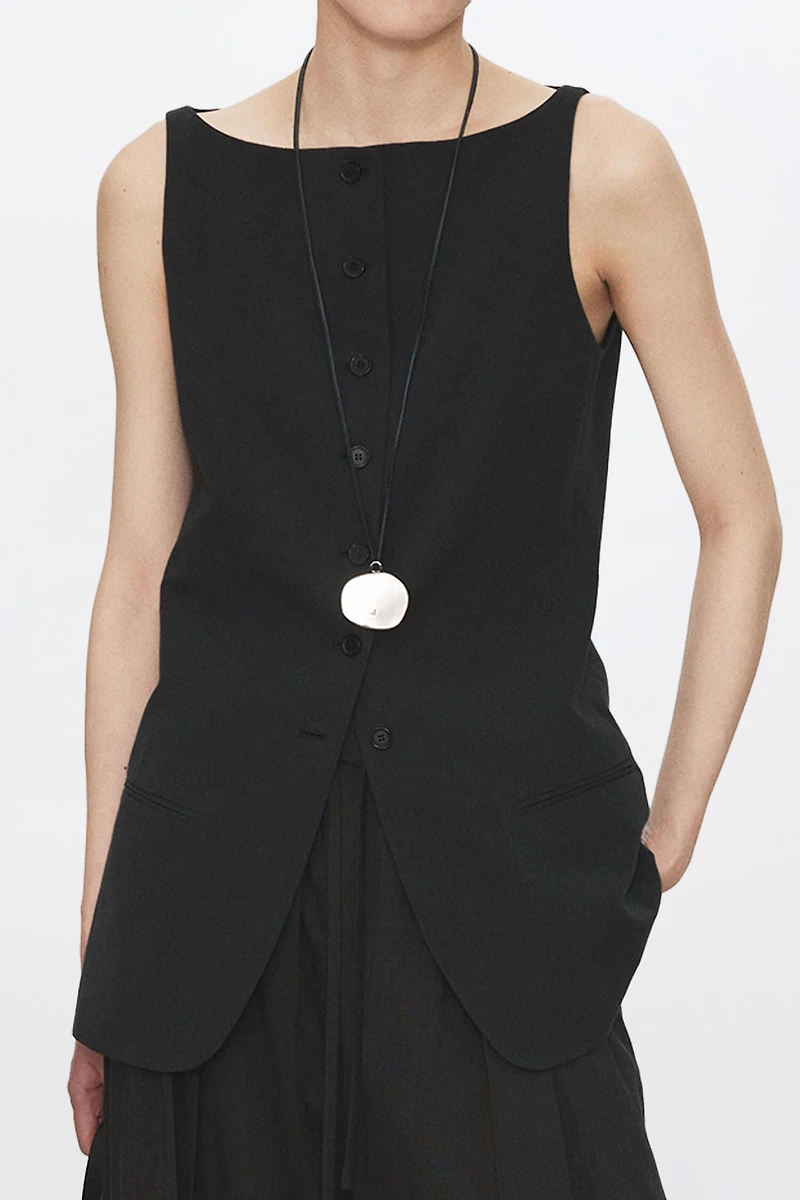 Cotton–Linen Moon Boat-neck Vest