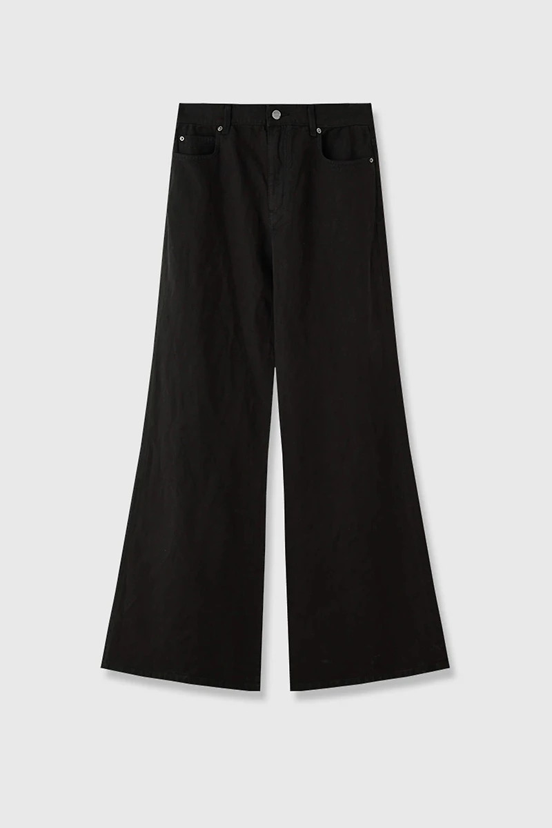 Cotton‑linen Wide‑leg Flared Jeans