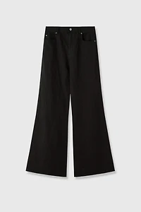 Cotton‑linen Wide‑leg Flared Jeans