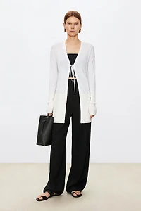 Cotton Linen Silk Color Block Cardigan