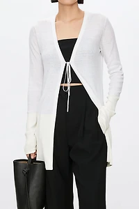 Cotton Linen Silk Color Block Cardigan