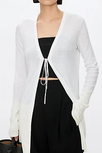 Cotton Linen Silk Color Block Cardigan