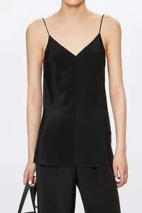 Crinkle Stretch Silk V-Neck Camisole