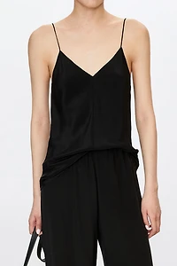 Crinkle Stretch Silk V-Neck Camisole