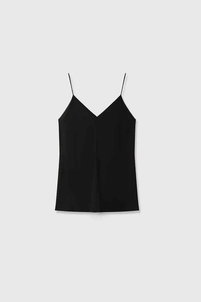 Crinkle Stretch Silk V-Neck Camisole