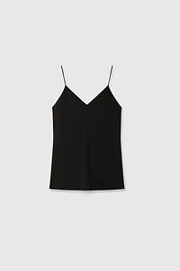 Crinkle Stretch Silk V-Neck Camisole