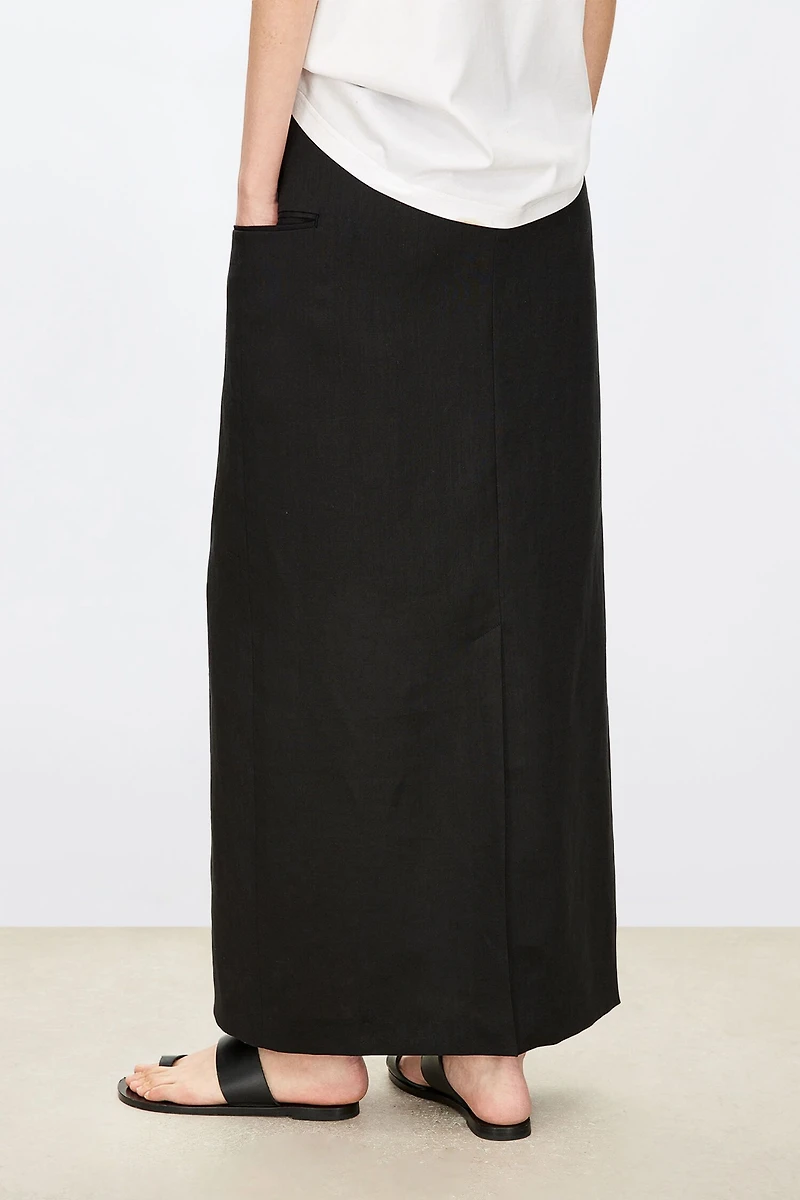 Deconstructed Asymmetric Pure Linen Skirt