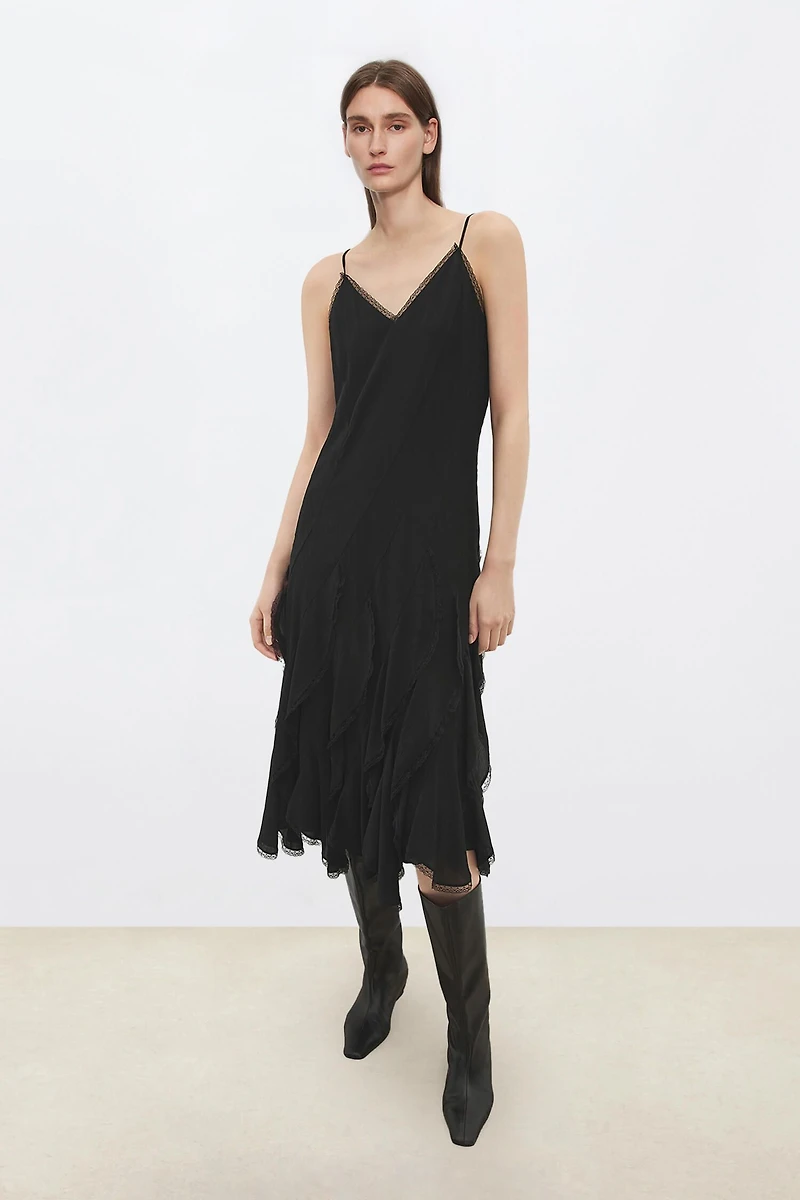 Deconstructed Lace Petal Slip Dress