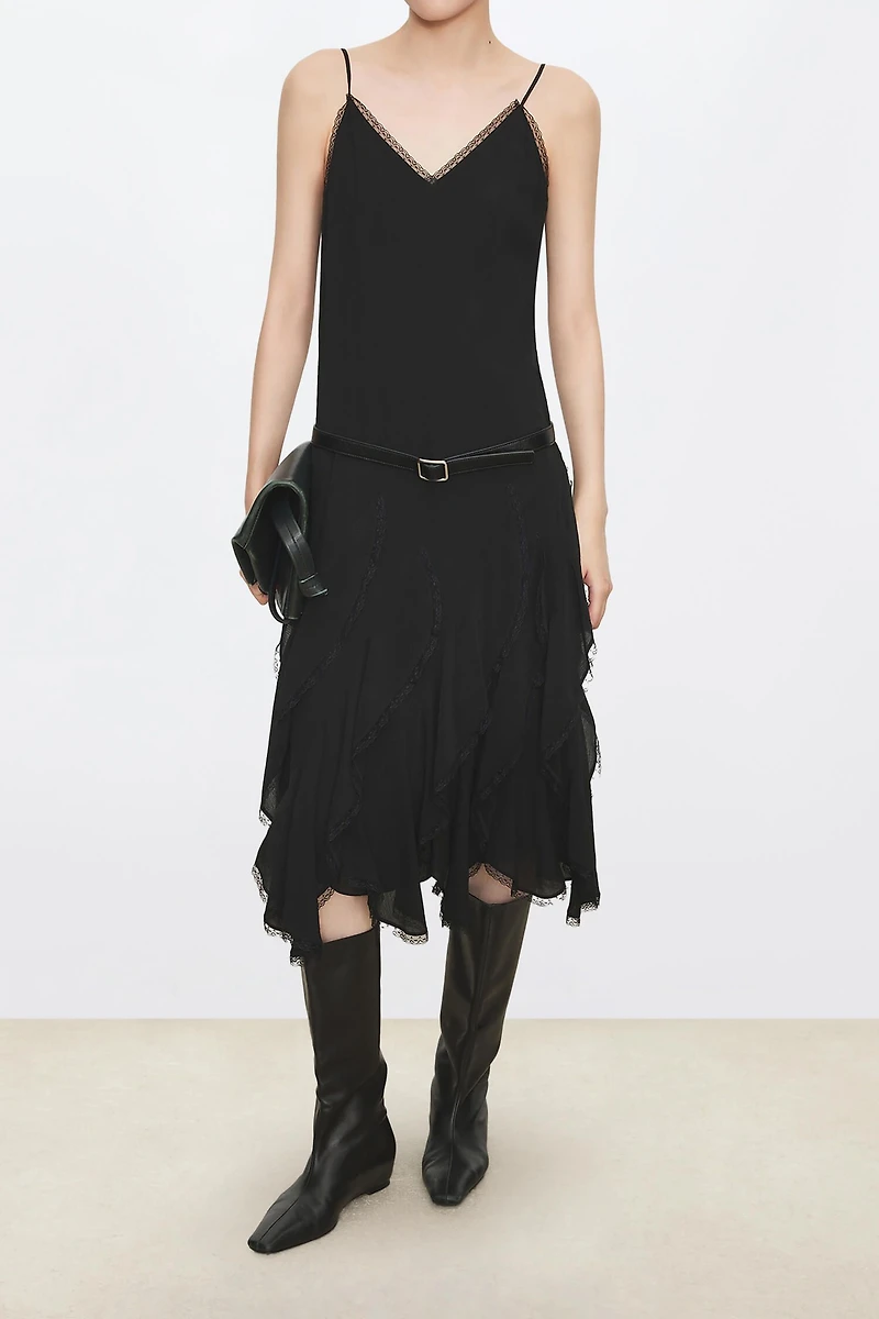 Deconstructed Lace Petal Slip Dress