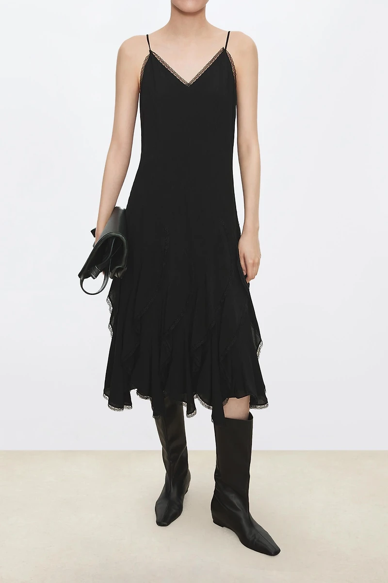 Deconstructed Lace Petal Slip Dress