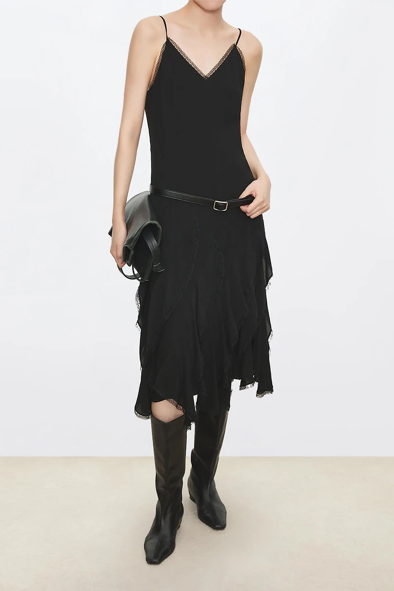Deconstructed Lace Petal Slip Dress