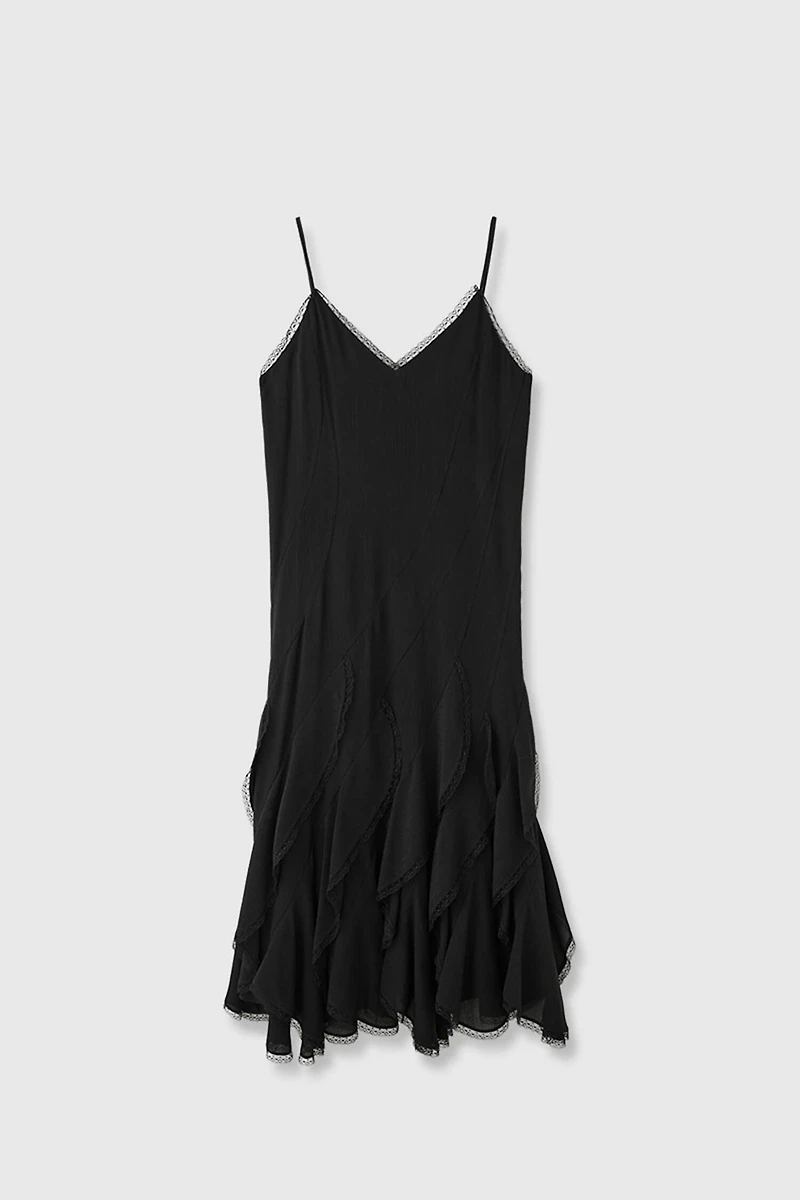 Deconstructed Lace Petal Slip Dress