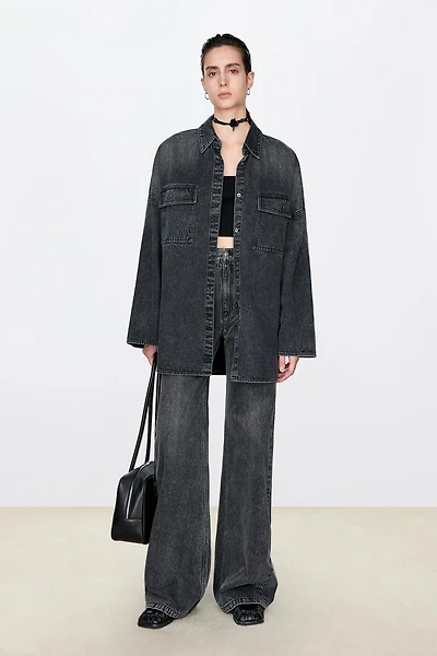 Denim Shirt-Jac With Relaxed Sleeves