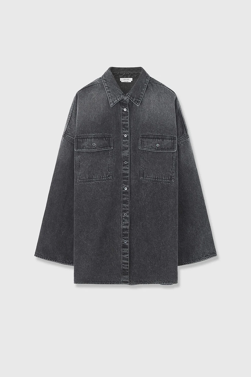 Denim Shirt-Jac With Relaxed Sleeves