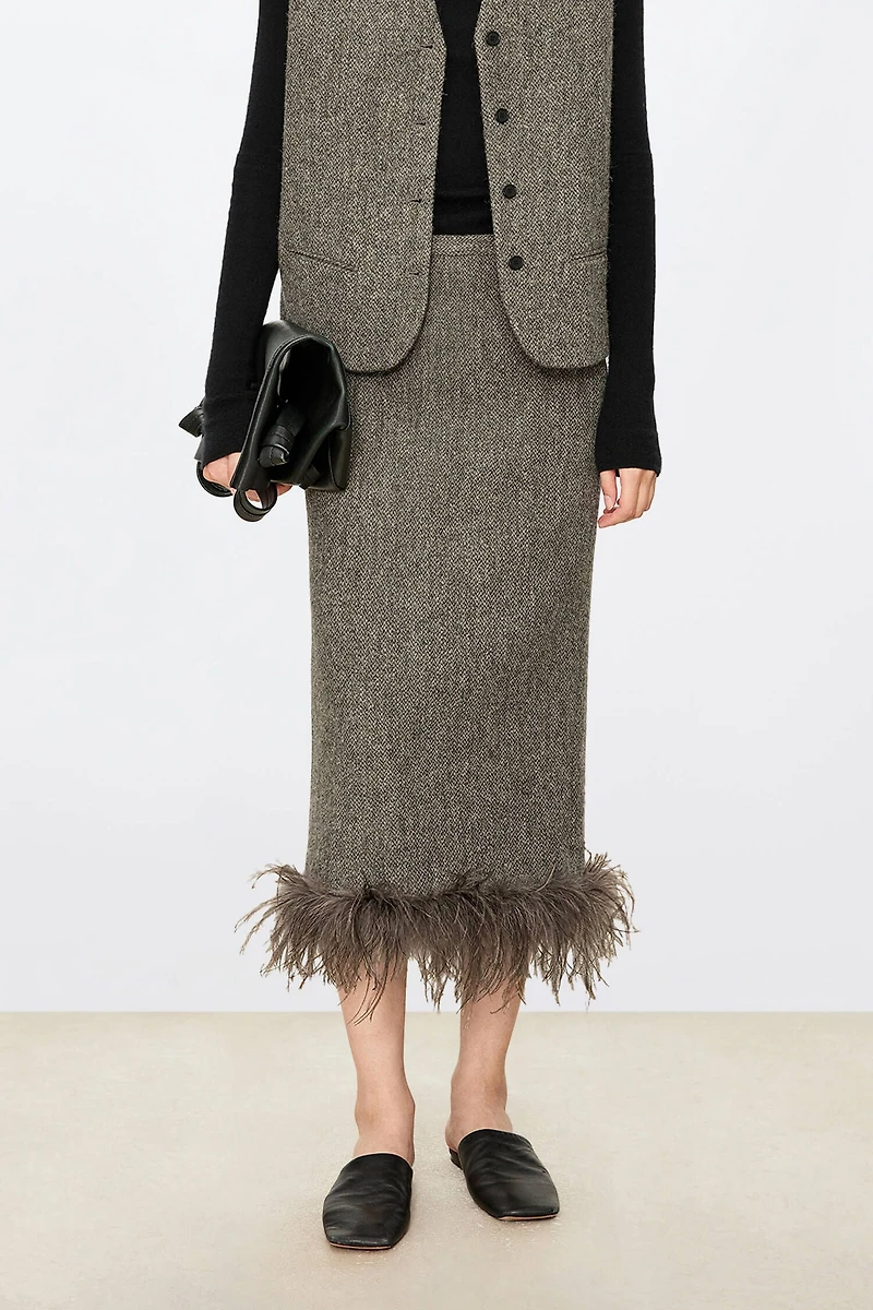 Detachable Ostrich Feather Hem Skirt