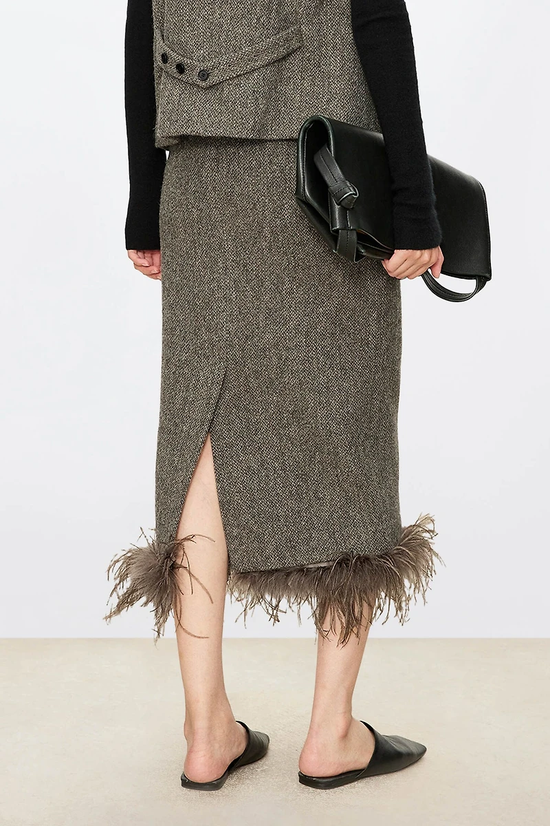 Detachable Ostrich Feather Hem Skirt