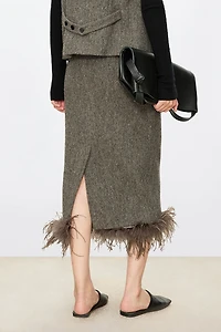 Detachable Ostrich Feather Hem Skirt