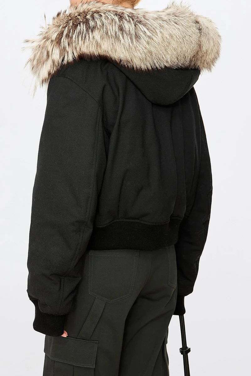 Detachable Fur-Collar Aviator Down Jacket