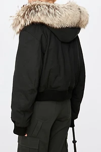 Detachable Fur-Collar Aviator Down Jacket