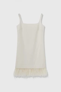 Detachable Fringed Wool-Silk Tank Dress