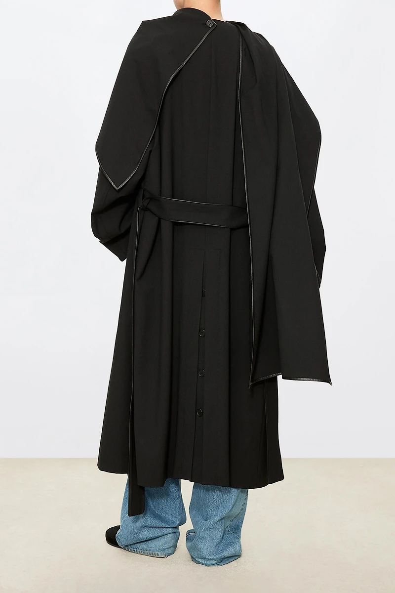 Detachable Shawl-Collar Wool-Blend Trench Coat