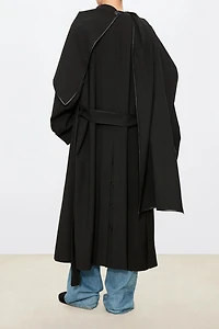 Detachable Shawl-Collar Wool-Blend Trench Coat