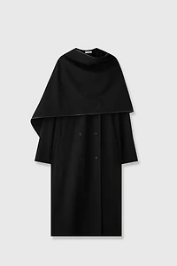 Detachable Shawl-Collar Wool-Blend Trench Coat