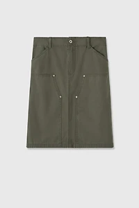 Distressed Straight-cut Midi Skirt