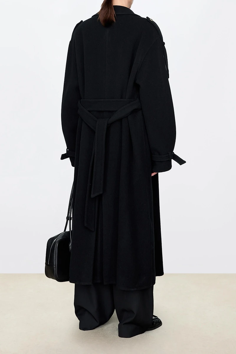 Double-Faced Wool Wide-Shoulder Coat