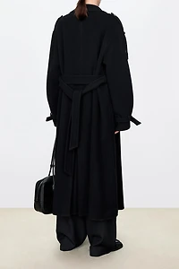 Double-Faced Wool Wide-Shoulder Coat
