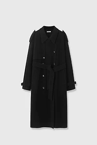 Double-Faced Wool Wide-Shoulder Coat