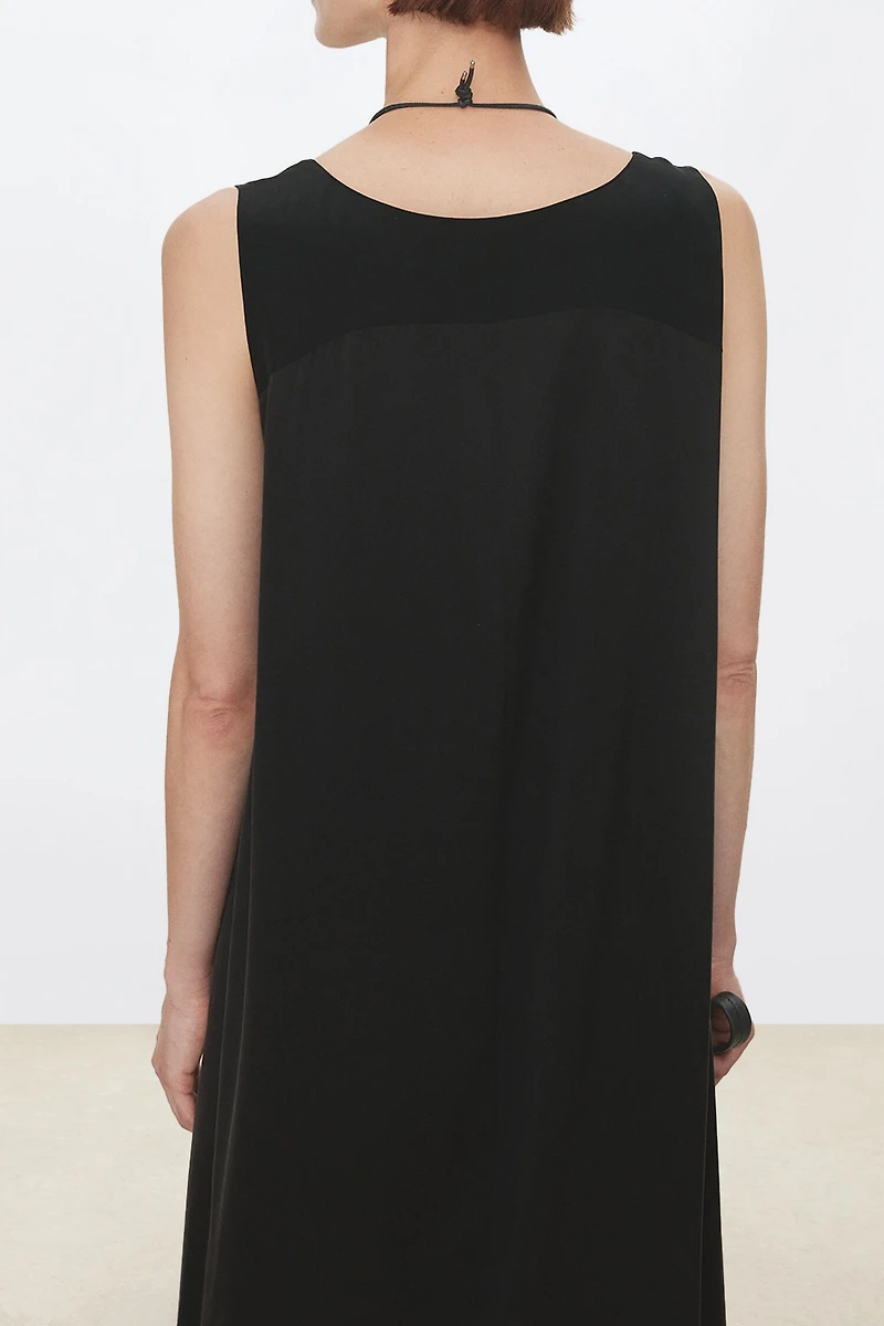 Paneled Washed Silk, Double Georgette & Embroidered Lace Dress