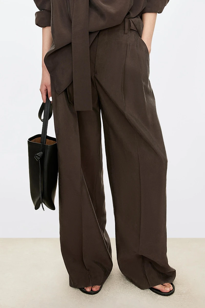 Drysilk Relaxed Wide Pleated Trousers