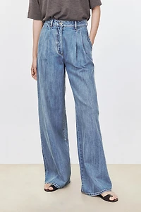 European Cotton Denim Drape Jeans