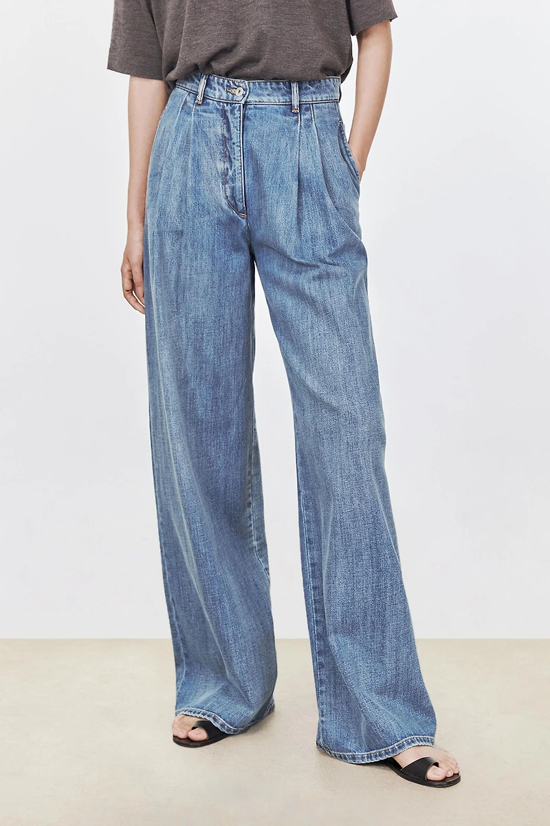 European Cotton Denim Drape Jeans