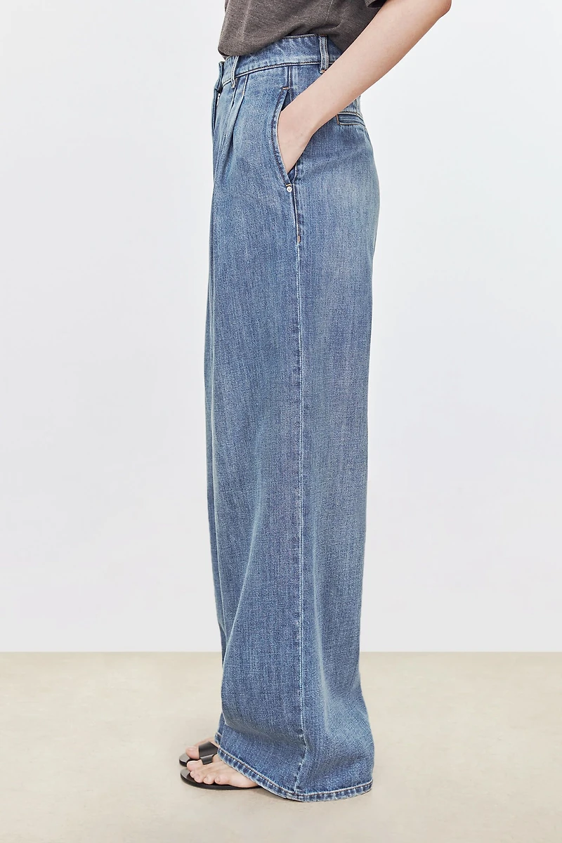 European Cotton Denim Drape Jeans