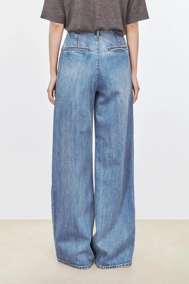 European Cotton Denim Drape Jeans