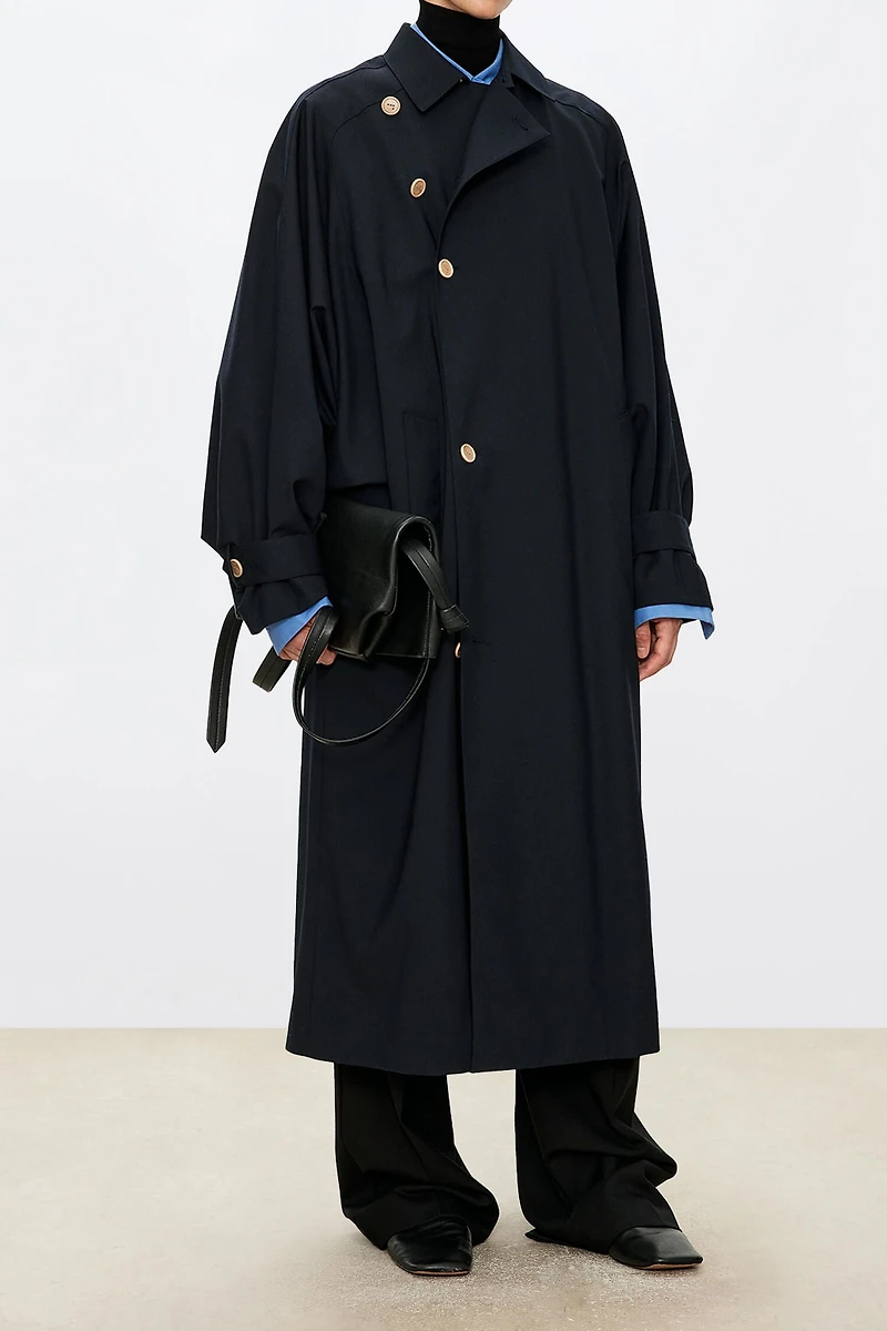 European Fine-Spun Batwing Sleeve Trench Coat