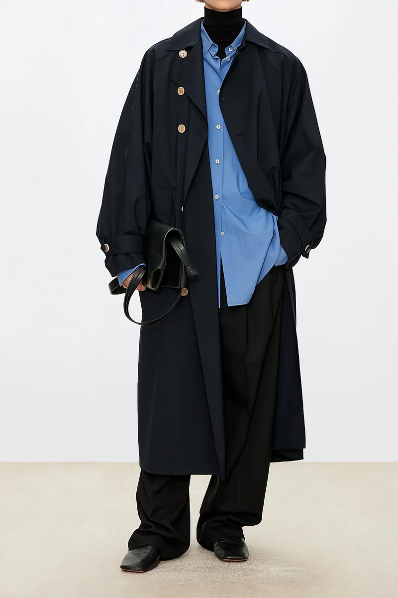 European Fine-Spun Batwing Sleeve Trench Coat