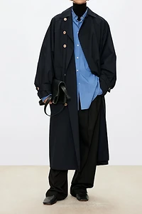 European Fine-Spun Batwing Sleeve Trench Coat