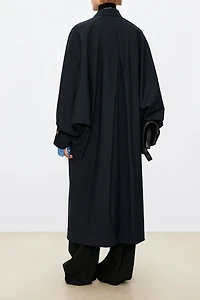 European Fine-Spun Batwing Sleeve Trench Coat