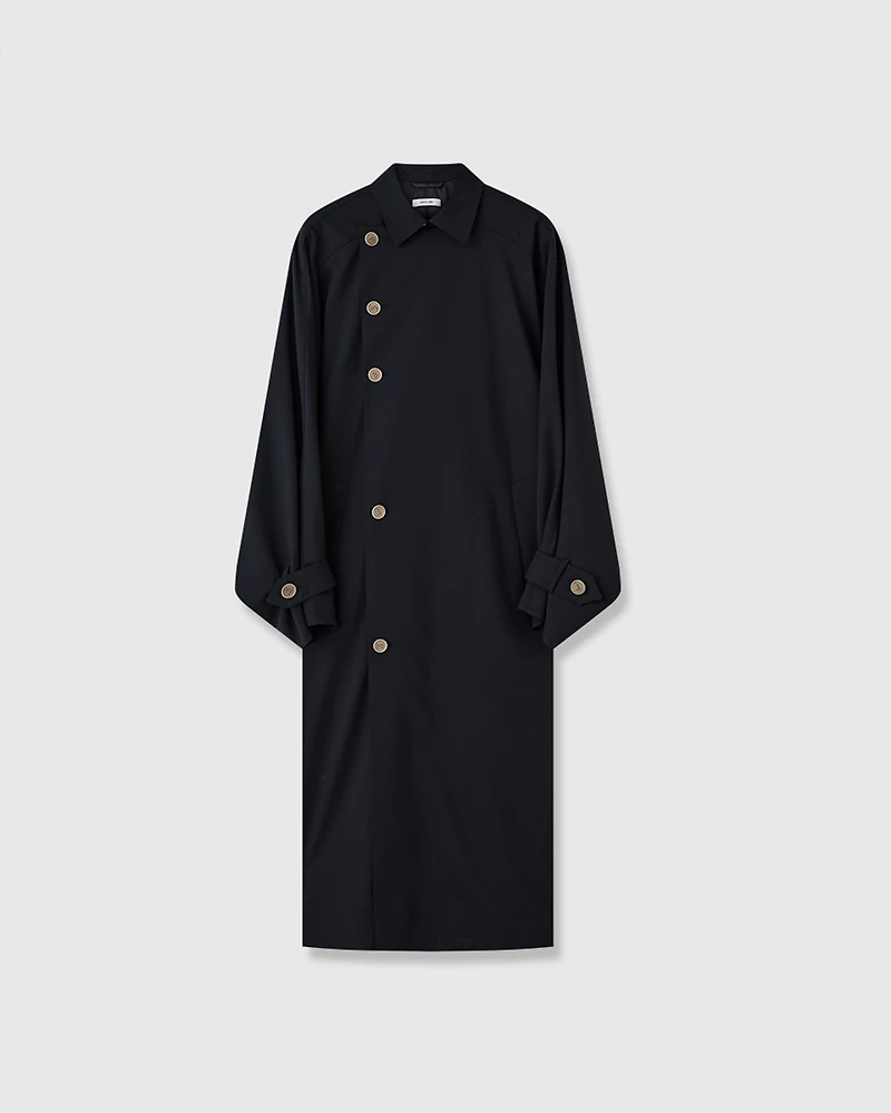 European Fine-Spun Batwing Sleeve Trench Coat