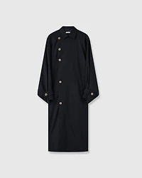 European Fine-Spun Batwing Sleeve Trench Coat