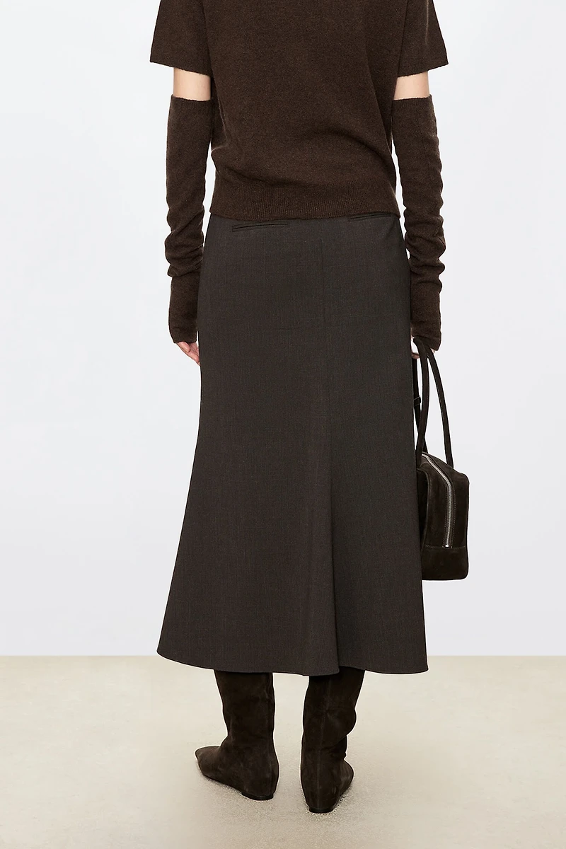 European Fine-spun Wool Fish-tail Midi Skirt